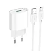 МЕРЕЖЕВИЙ ЗАРЯДНИЙ ПРИСТРІЙ HOCO C109A FIGHTER 1USB, 18W, QC3.0, TYPE-C CABLE, БІЛИЙ