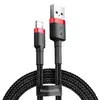 КАБЕЛЬ BASEUS CAFULE LIGHTNING 1.5A, 2M, ЧОРНИЙ-ЧЕРВОНИЙ CALKLF-C19