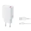 МЕРЕЖЕВИЙ ЗАРЯДНИЙ ПРИСТРІЙ XO L159 (EU) QC18W 1USB-A QUICK CHARGER MICRO KIT (NB103), БІЛИЙ