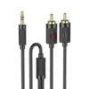 АДАПТЕР АУДІО HOCO UPA28 3.5 DOUBLE LOTUS RCA AUDIO CABLE 1.5M, ЧОРНИЙ