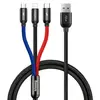 КАБЕЛЬ BASEUS THREE PRIMARY COLORS 3IN1 CABLE USB ДЛЯ M+L+T 3.5A 1.2M, ЧОРНИЙ CAMLT-BSY01