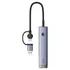 ХАБ HUB TYPE-C BASEUS ULTRAJOY 4-PORT (USB, TYPE-C TO USB 3.0*3+RJ45*1+TYPE-C), СІРИЙ B0005280B811-14