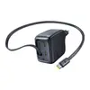 МЕРЕЖЕВИЙ ЗАРЯДНИЙ ПРИСТРІЙ BASEUS ENERCORE CJ11 FAST CHARGER WITH RETRACTABLE CABLE 3C 67W EU, ЧОРНИЙ E0121E00