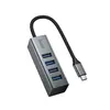 ХАБ HUB HOCO HB1C 4IN1 CONVERTER (TYPE-C TO USB3.0*4) METAL, СІРИЙ