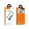 ХАБ HUB HOCO HB1C 4IN1 CONVERTER (TYPE-C TO USB3.0*4) METAL, СІРИЙ
