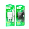МЕРЕЖЕВИЙ ЗАРЯДНИЙ ПРИСТРІЙ HOCO C141A SMART DUAL-PORT CHARGER SET 5V, 2.1A + TYPE-C CABLE, БІЛИЙ