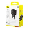 МЕРЕЖЕВИЙ ЗАРЯДНИЙ ПРИСТРІЙ BASEUS PALM FAST CHARGER 1C 20W CABLE TYPE-C TO LIGHTNING, ЧОРНИЙ E0116401