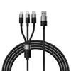 КАБЕЛЬ 3IN1 BASEUS STARSPEED 3IN1 FAST CHARGING DATA CABLE USB-A TO (LIGHTNING, MICRO, TYPE-C) 3.5A 1.2M, ЧОРНИЙ CAXS000001