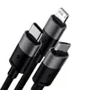 КАБЕЛЬ 3IN1 BASEUS STARSPEED 3IN1 FAST CHARGING DATA CABLE USB-A TO (LIGHTNING, MICRO, TYPE-C) 3.5A 1.2M, ЧОРНИЙ CAXS000001
