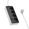 МЕРЕЖЕВИЙ ПОДОВЖУВАЧ HOCO AC22 SUNLIGHT 4-BIT (PD30W, 1C3A) DESKTOP SOCKET (EU, GER), (L=3M), ЧОРНИЙ