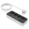 МЕРЕЖЕВИЙ ПОДОВЖУВАЧ HOCO AC22 SUNLIGHT 4-BIT (PD30W, 1C3A) DESKTOP SOCKET (EU, GER), (L=3M), ЧОРНИЙ