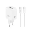 МЕРЕЖЕВИЙ ЗАРЯДНИЙ ПРИСТРІЙ XO CE36 (EU) 45W GAN FAST CHARGER (1TYPE-C 45W, 1USB-A18W) TYPE-C, БІЛИЙ