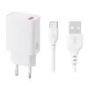 МЕРЕЖЕВИЙ ЗАРЯДНИЙ ПРИСТРІЙ XO L159 (EU) QC18W 1USB-A QUICK CHARGER TYPE-C, БІЛИЙ
