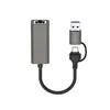 ХАБ HUB XO HUB018 USB-A TO TYPE-C 2IN1 RJ45 NETWORK CABLE CONVERTER 100M МАТОВИЙ