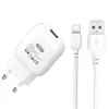 МЕРЕЖЕВИЙ ЗАРЯДНИЙ ПРИСТРІЙ XO L37 EU CHARGER WITH TYPE-C CABLE, БІЛИЙ