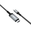 КАБЕЛЬ HDTV HOCO UA43 TYPE-C TO HDTV HD SCREEN MIRRORING CABLE METAL, СІРИЙ