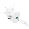 МЕРЕЖЕВИЙ ЗАРЯДНИЙ ПРИСТРІЙ HOCO C140A SMART SINGLE PORT QC3.0 CHARGER SET 18W (QC, FCP, AFC) + TYPE-C CABLE, БІЛИЙ