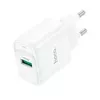 МЕРЕЖЕВИЙ ЗАРЯДНИЙ ПРИСТРІЙ HOCO C140A SMART SINGLE PORT QC3.0 CHARGER 18W (QC, FCP, AFC), БІЛИЙ