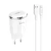 MR3_104739 Мережевий зарядний пристрій hoco c37a thunder power charger 2.4a 1usb, кабель micro білий 