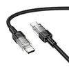 КАБЕЛЬ PD HOCO U129 SPIRIT 60W TRANSPARENT CHARGING DATA CABLE TYPE-C TO TYPE-C 1.2M, ЧОРНИЙ