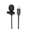 МІКРОФОН ПРИЩЕПКА HOCO L14 IP LAVALIER MICROPHONE LIGHTNING, 2M, ЧОРНИЙ