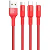 MR3_118244 Кабель combo hoco x26 xpress charging 3in1 (lightning, micro-usb, type-c), 2a 1m red 