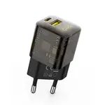 МЕРЕЖЕВИЙ ЗАРЯДНИЙ ПРИСТРІЙ XO CE05 (EU) PD30W, QC3.0, 18W FAST CHARGER WITH LIGHTNING CABLE КОРИЧНЕВИЙ