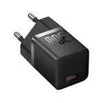 МЕРЕЖЕВИЙ ЗАРЯДНИЙ ПРИСТРІЙ BASEUS GAN5 FAST CHARGER (MINI) 1C 30W EU, ЧОРНИЙ CCGN070401