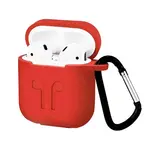 ЧОХОЛ ДЛЯ AIRPODS СИЛІКОНОВИЙ LOGO 2IN1 (+ КАРАБИН) (ТЕХ. ПАК) ЧЕРВОНИЙ