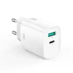МЕРЕЖЕВИЙ ЗАРЯДНИЙ ПРИСТРІЙ XO CE29 20W 1USB-A+1TYPE-C FAST CHARGER, БІЛИЙ