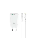 МЕРЕЖЕВИЙ ЗАРЯДНИЙ ПРИСТРІЙ XO CE29 20W 1USB-A+1TYPE-C FAST CHARGER WITH TYPE-C CABLE (NB-Q231A), БІЛИЙ