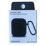 ЧОХОЛ ДЛЯ AIRPODS 1, 2 SILICON SLIM (+ КАРАБИН) NEW BOX ADVANCED ASH