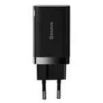МЕРЕЖЕВИЙ ЗАРЯДНИЙ ПРИСТРІЙ BASEUS SUPER SI PRO QUICK CHARGER C+U 30W EU, ЧОРНИЙ CCSUPP-E01