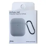ЧОХОЛ ДЛЯ AIRPODS 1, 2 SILICON SLIM (+ КАРАБИН) NEW BOX, БІЛИЙ