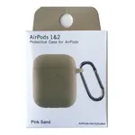 ЧОХОЛ ДЛЯ AIRPODS 1, 2 SILICON SLIM (+ КАРАБИН) NEW BOX РОЖЕВИЙ SAND