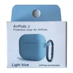 ЧОХОЛ ДЛЯ AIRPODS 3 SILICONE SLIM (+ КАРАБИН) NEW BOX LIGHT СИНІЙ