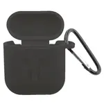 ЧОХОЛ ДЛЯ AIRPODS СИЛІКОНОВИЙ LOGO 2IN1 (+ КАРАБИН) (ТЕХ. ПАК) DARK, СІРИЙ