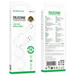 КАБЕЛЬ BOROFONE BX113 LENNY SILICONE ДЛЯ TYPE-C 3A, 1M, БІЛИЙ