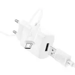 МЕРЕЖЕВИЙ ЗАРЯДНИЙ ПРИСТРІЙ HOCO C134A SOLID SINGLE-PORT CHARGER SET 2,4A (MICRO), БІЛИЙ