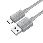 КАБЕЛЬ HOCO X107 FAVOR CHARGING DATA CABLE TYPE-C 3A, 1M, СІРИЙ