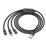 КАБЕЛЬ HOCO U104 3IN1 ULTRA FAST CHARGING CABLE (LIGHTNING, MICRO, TYPE-C) 6A, 1,2M, ЧОРНИЙ