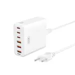 МЕРЕЖЕВИЙ ЗАРЯДНИЙ ПРИСТРІЙ XO L133 75W GAN 3A+3C DESKTOP FAST CHARGER WITH 1.5M POWER CORD, БІЛИЙ