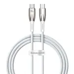КАБЕЛЬ PD BASEUS GLIMMER SERIES FAST CHARGING DATA CABLE TYPE-C TO TYPE-C 100W 1M, БІЛИЙ CADH000702