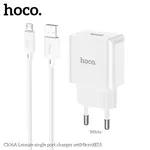 MR4_152014 Мережевий зарядний пристрій hoco c106a leisure 1usb, 2,1a, micro cable, білий 
