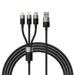 КАБЕЛЬ 3IN1 BASEUS STARSPEED 3IN1 FAST CHARGING DATA CABLE USB-A TO (LIGHTNING, MICRO, TYPE-C) 3.5A 1.2M, ЧОРНИЙ CAXS000001