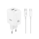 МЕРЕЖЕВИЙ ЗАРЯДНИЙ ПРИСТРІЙ XO CE36 (EU) 45W GAN FAST CHARGER (1TYPE-C 45W, 1USB-A18W) TYPE-C, БІЛИЙ