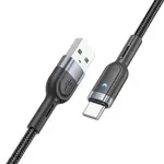 КАБЕЛЬ HOCO U117 GRAND INTELLIGENT POWER-OFF CHARGING DATA CABLE TYPE-C, ЧОРНИЙ