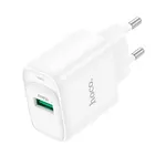 МЕРЕЖЕВИЙ ЗАРЯДНИЙ ПРИСТРІЙ HOCO C140A SMART SINGLE PORT QC3.0 CHARGER 18W (QC, FCP, AFC), БІЛИЙ
