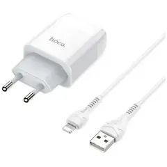 MR1_107101 Зарядний пристрій hoco c72a (кабель usb на lightning, 2.1a) білий HOCO