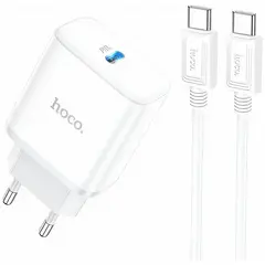 MR1_113622 Зарядний пристрій hoco c103a (2 usb з кабелем type-c) білий HOCO